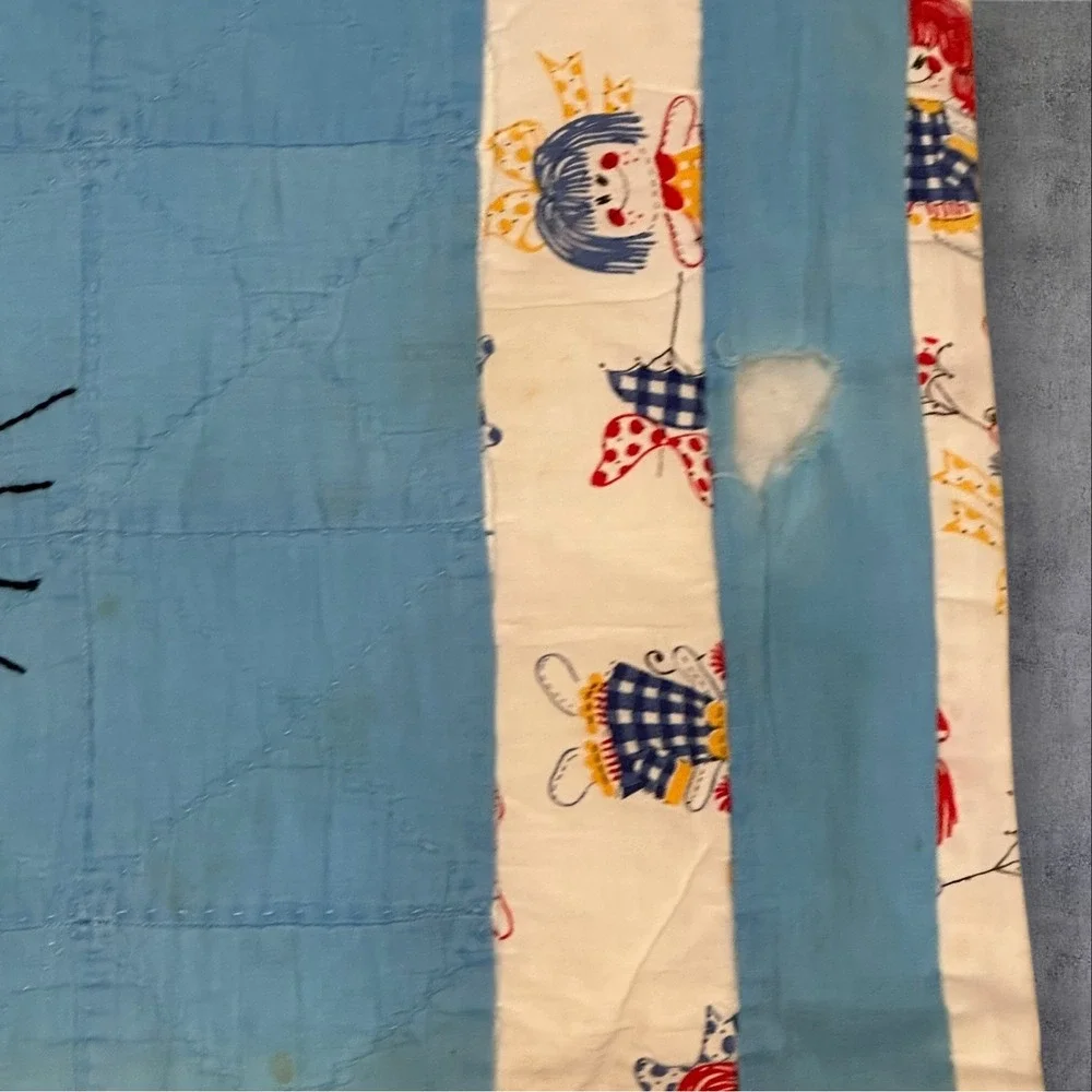 Vtg Hand‎ Stitched Quilt Rocking Horse Pattern Baby Crib 38X35 Wall Hanging READ